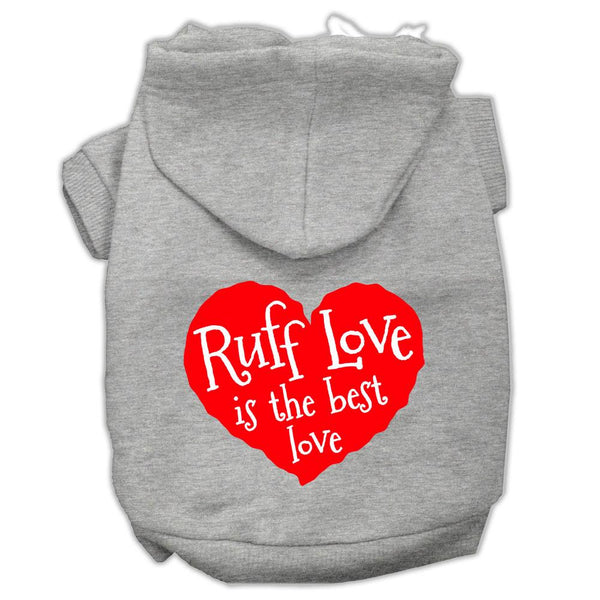 Ruff Love Screen Print Pet Hoodies Grey Size XS (8)