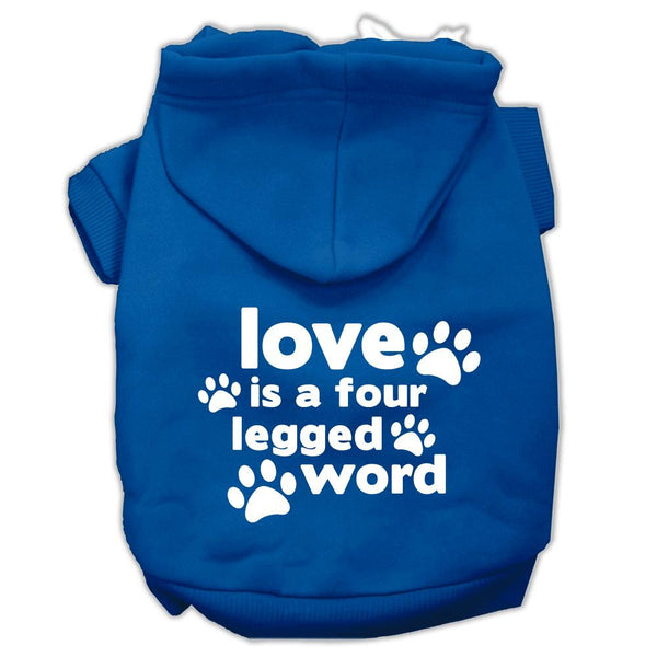 Love is a Four Leg Word Screen Print Pet Hoodies Blue Size Lg (14)