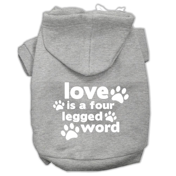 Love is a Four Leg Word Screen Print Pet Hoodies Grey Size Lg (14)