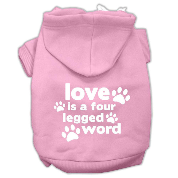 Love is a Four Leg Word Screen Print Pet Hoodies Light Pink Size Med (12)