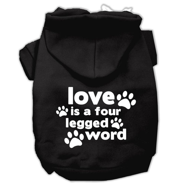 Love is a Four Leg Word Screen Print Pet Hoodies Black Size XXL (18)