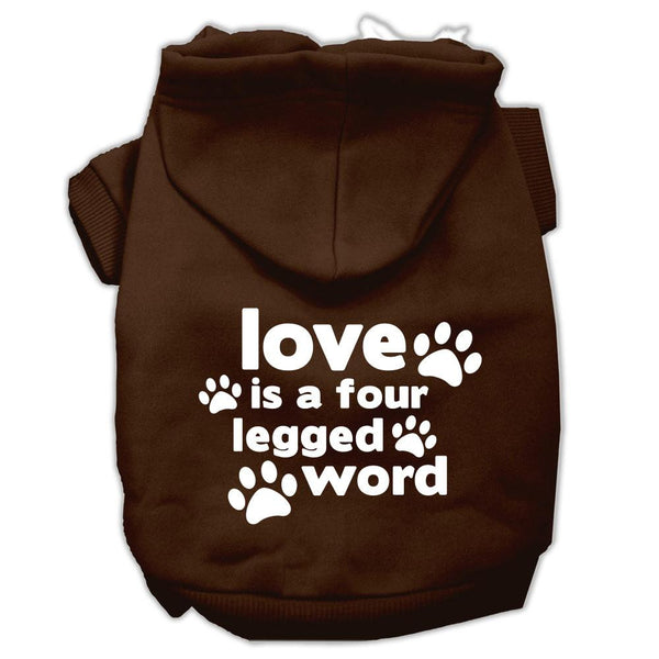 Love is a Four Leg Word Screen Print Pet Hoodies Brown Size XXL (18)