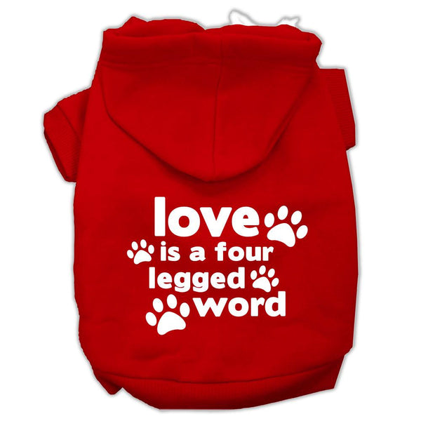 Love is a Four Leg Word Screen Print Pet Hoodies Red Size XXL (18)