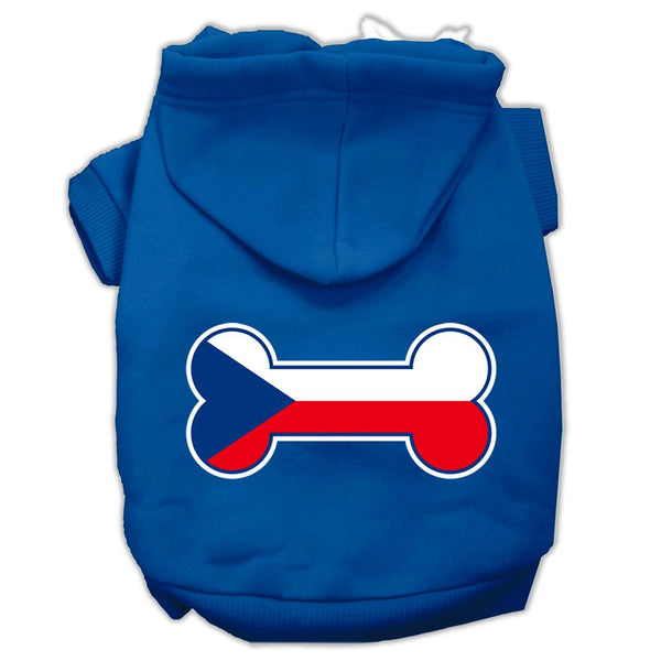 Bone Shaped Czech Republic Flag Screen Print Pet Hoodies Blue L (14)