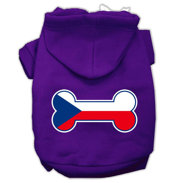 Bone Shaped Czech Republic Flag Screen Print Pet Hoodies Purple XS (8)