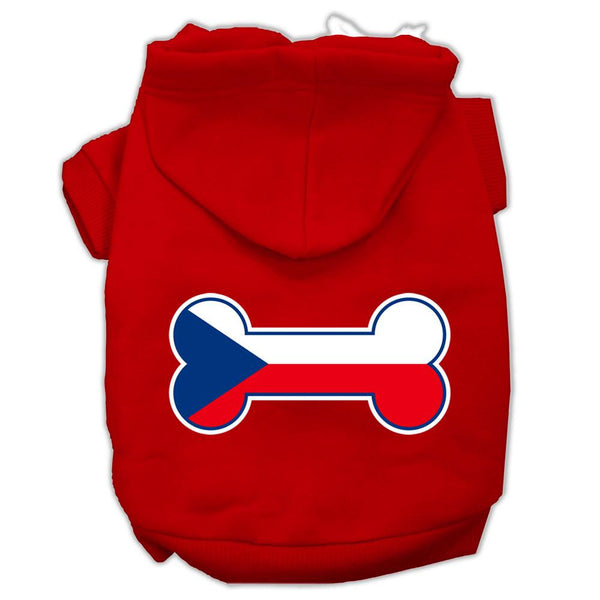 Bone Shaped Czech Republic Flag Screen Print Pet Hoodies Red XS (8)