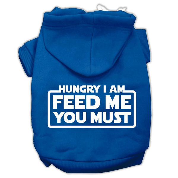 Hungry I Am Screen Print Pet Hoodies Blue Size XS (8)