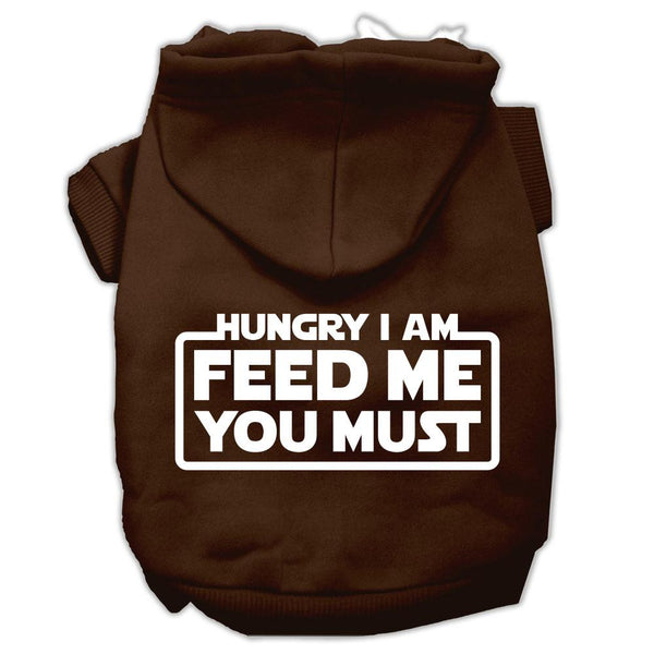 Hungry I Am Screen Print Pet Hoodies Brown Size XS (8)