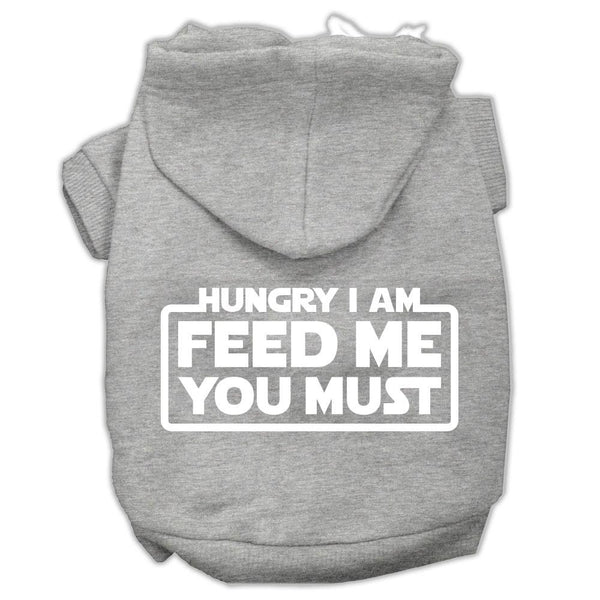 Hungry I am Screen Print Pet Hoodies Grey Size XS (8)