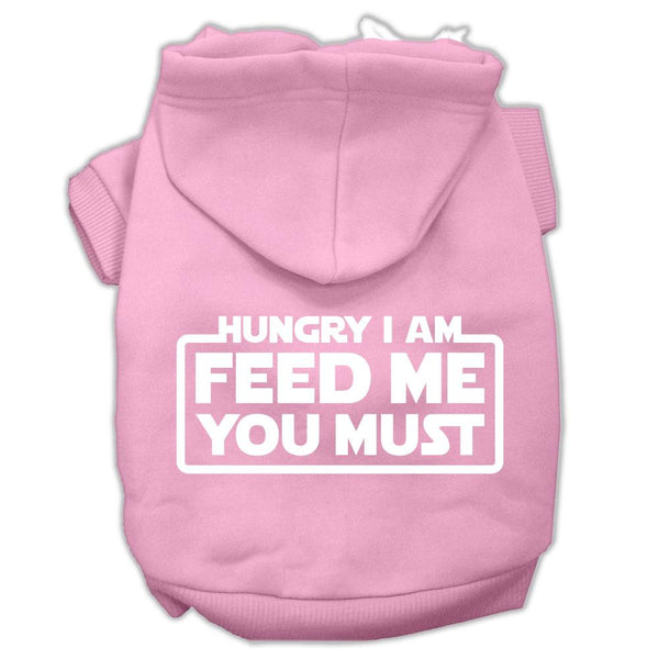 Hungry I am Screen Print Pet Hoodies Light Pink Size XS (8)