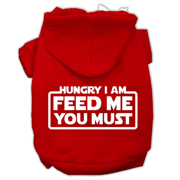 Hungry I am Screen Print Pet Hoodies Red Size XS (8)