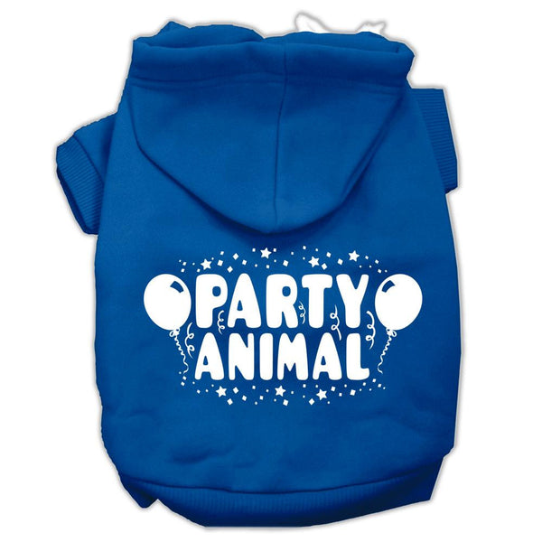 Party Animal Screen Print Pet Hoodies Blue Size Lg (14)