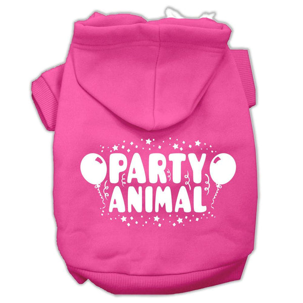 Party Animal Screen Print Pet Hoodies Bright Pink Size Lg (14)