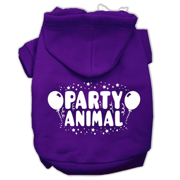 Party Animal Screen Print Pet Hoodies Purple Size Lg (14)