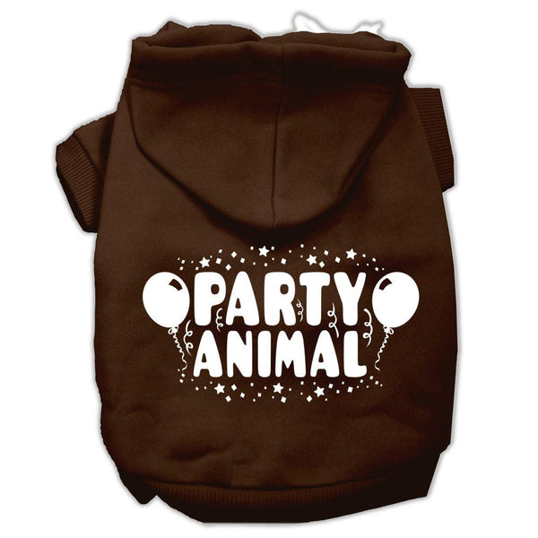 Party Animal Screen Print Pet Hoodies Brown Size Med (12)