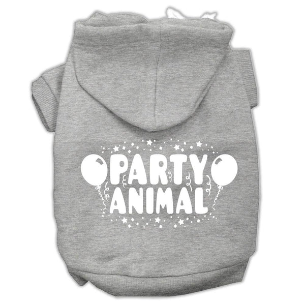 Party Animal Screen Print Pet Hoodies Grey Size XS (8)