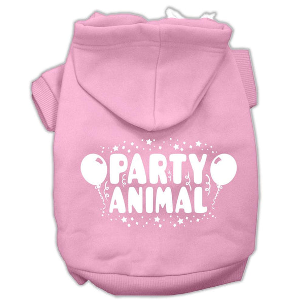 Party Animal Screen Print Pet Hoodies Light Pink Size XS (8)