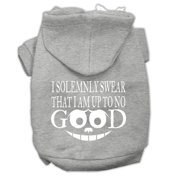 Up to No Good Screen Print Pet Hoodies Grey Size Lg (14)