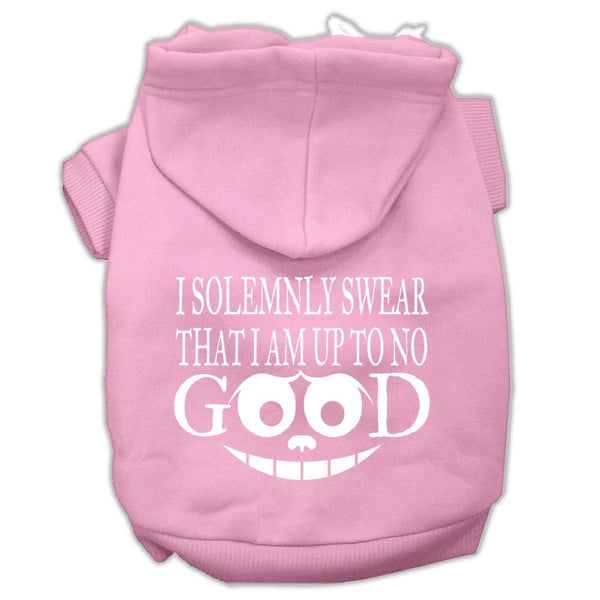 Up to No Good Screen Print Pet Hoodies Light Pink Size Lg (14)