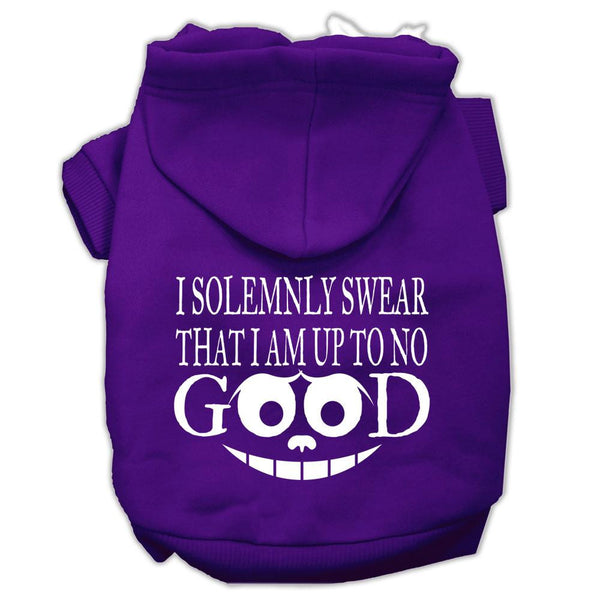 Up to No Good Screen Print Pet Hoodies Purple Size Med (12)