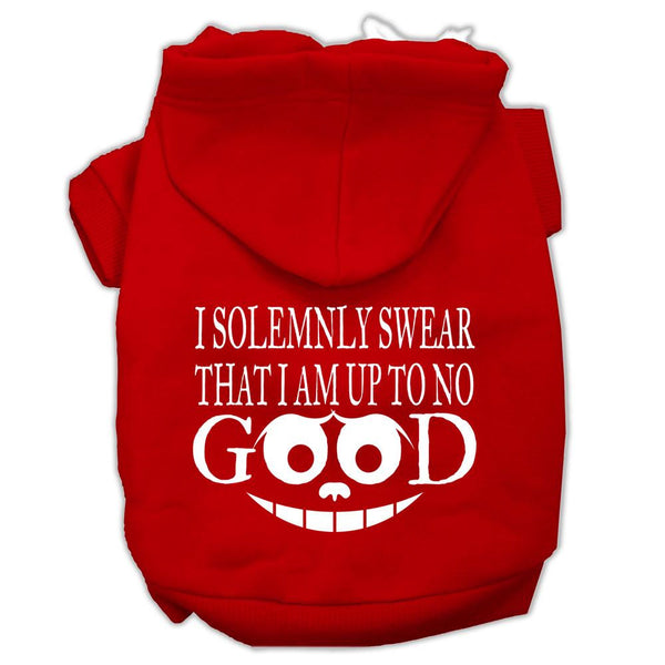 Up to No Good Screen Print Pet Hoodies Red Size Med (12)