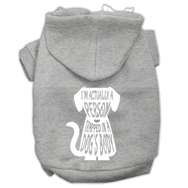 Trapped Screen Print Pet Hoodies Grey Size Lg (14)