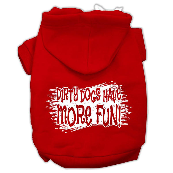 Dirty Dogs Screen Print Pet Hoodies Red Size XS (8)