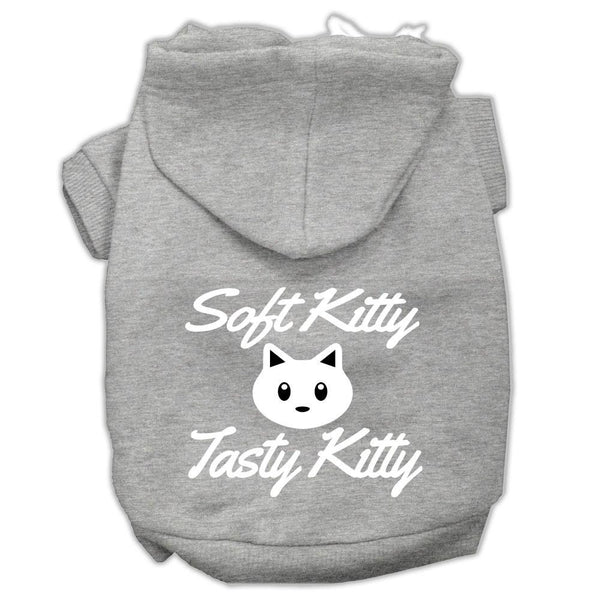 Softy Kitty, Tasty Kitty Screen Print Dog Pet Hoodies Grey Size Lg (14)