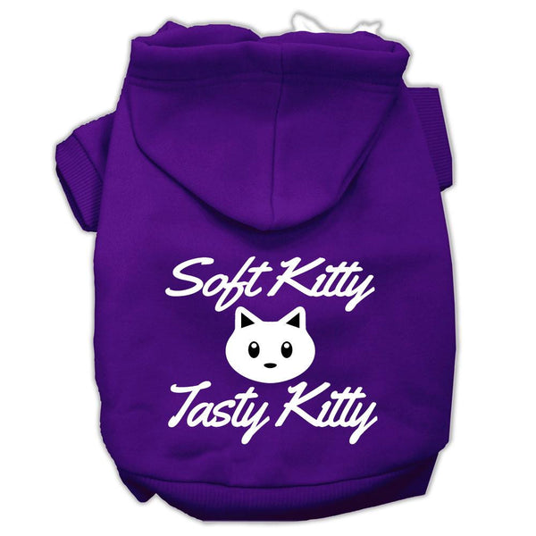 Softy Kitty, Tasty Kitty Screen Print Dog Pet Hoodies Purple Size Med (12)