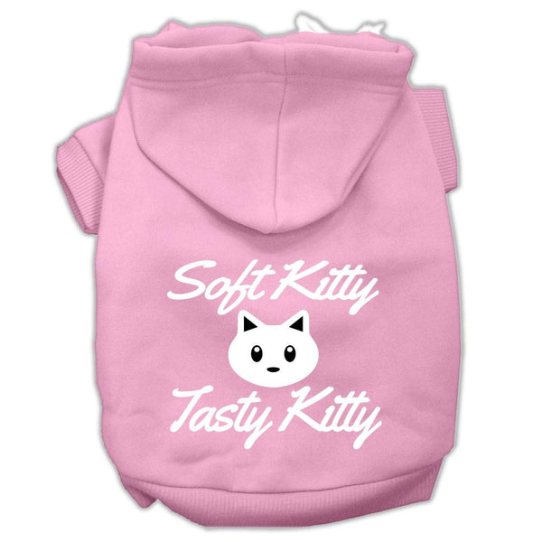 Softy Kitty, Tasty Kitty Screen Print Dog Pet Hoodies Light Pink Size XS (8)