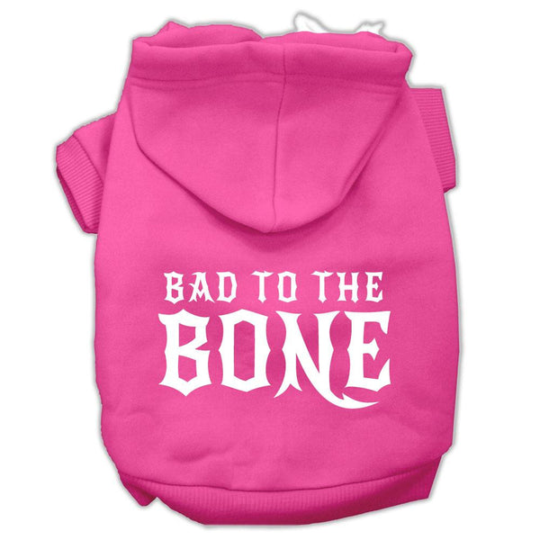 Bad to the Bone Dog Pet Hoodies Bright Pink Size Lg (14)