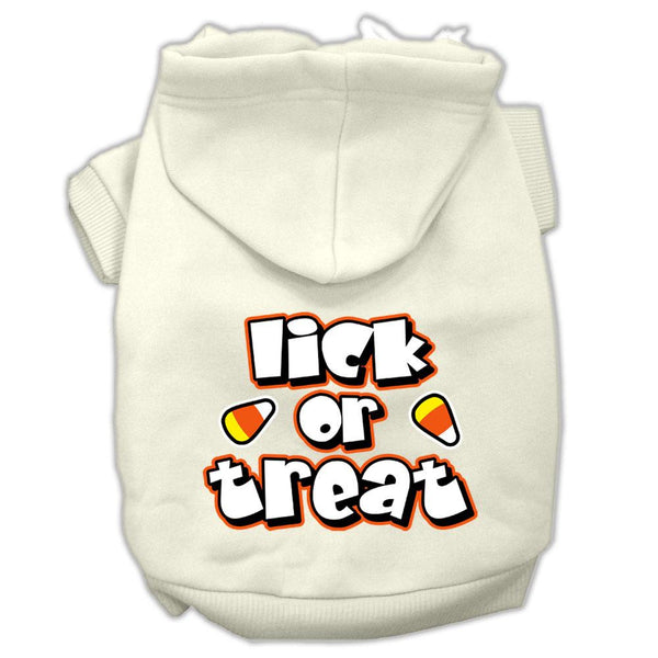 Lick Or Treat Screen Print Pet Hoodies Cream Size XS (8)