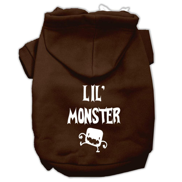 Lil Monster Screen Print Pet Hoodies Brown Size Lg (14)