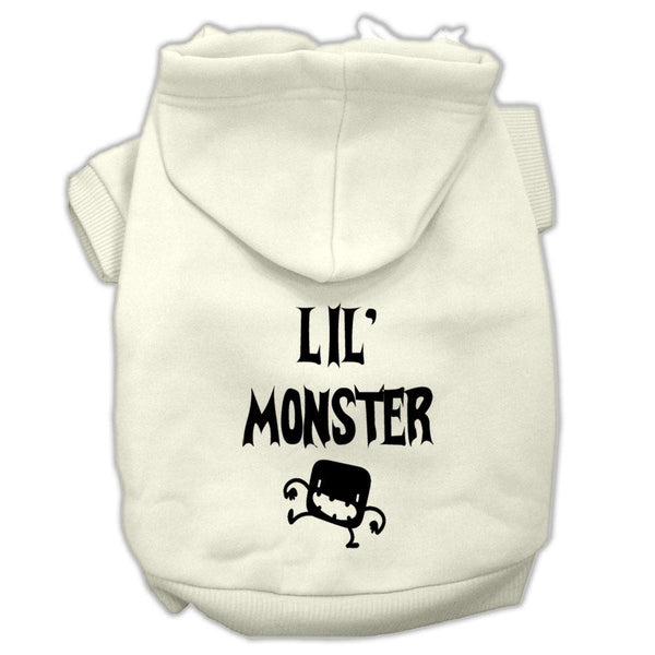 Lil Monster Screen Print Pet Hoodies Cream Size Lg (14)