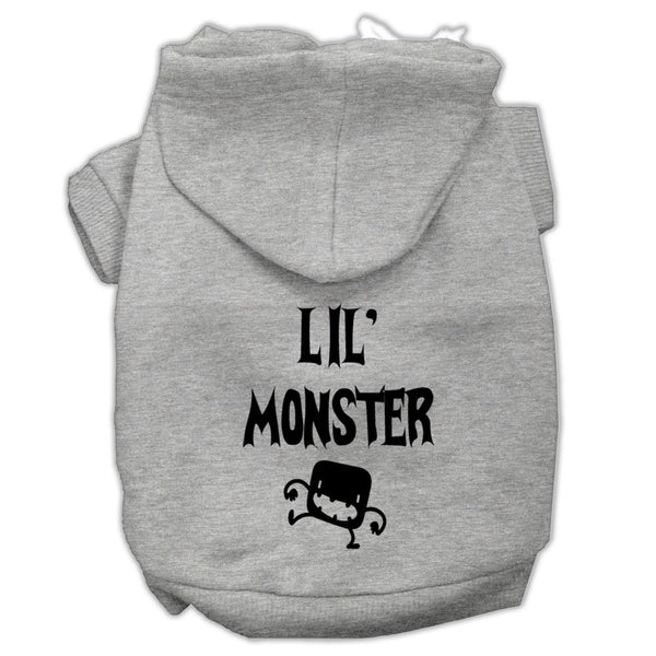 Lil Monster Screen Print Pet Hoodies Grey Size Lg (14)