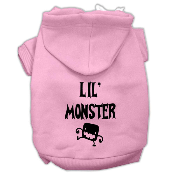 Lil Monster Screen Print Pet Hoodies Pink Size Lg (14)