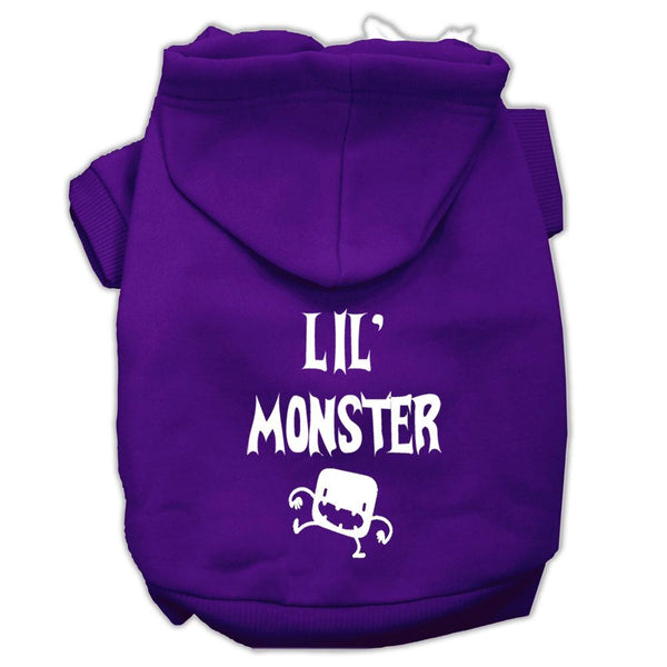 Lil Monster Screen Print Pet Hoodies Purple Size Lg (14)