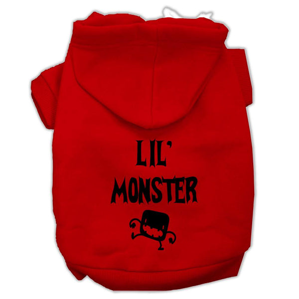 Lil Monster Screen Print Pet Hoodies Red Size XS (8)