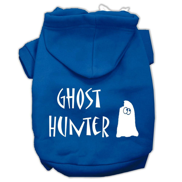 Ghost Hunter Screen Print Pet Hoodies Blue with Cream Lettering Lg (14)