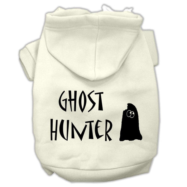 Ghost Hunter Screen Print Pet Hoodies Cream with Black Lettering Lg (14)