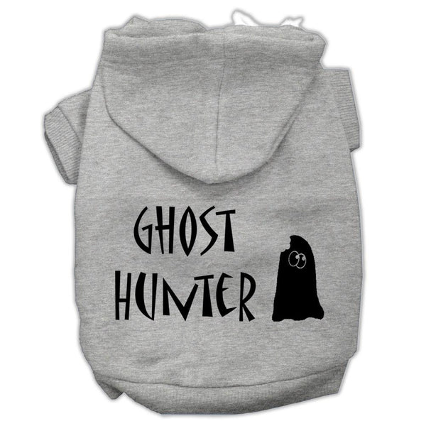 Ghost Hunter Screen Print Pet Hoodies Grey with Black Lettering Lg (14)