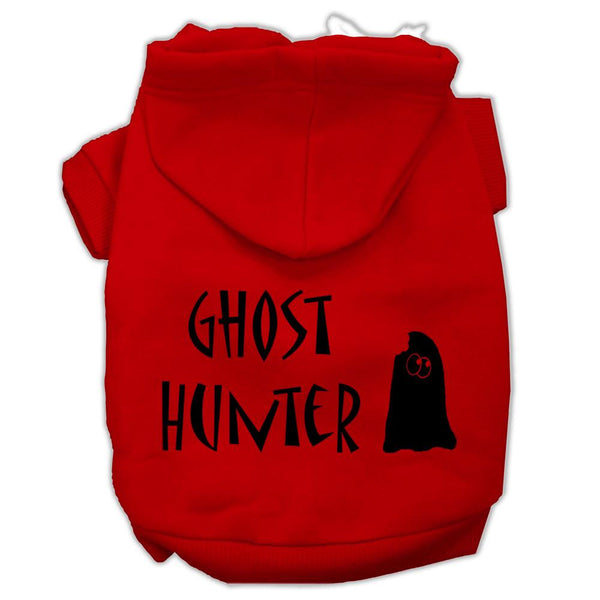 Ghost Hunter Screen Print Pet Hoodies Red with Black Lettering Sm (10)