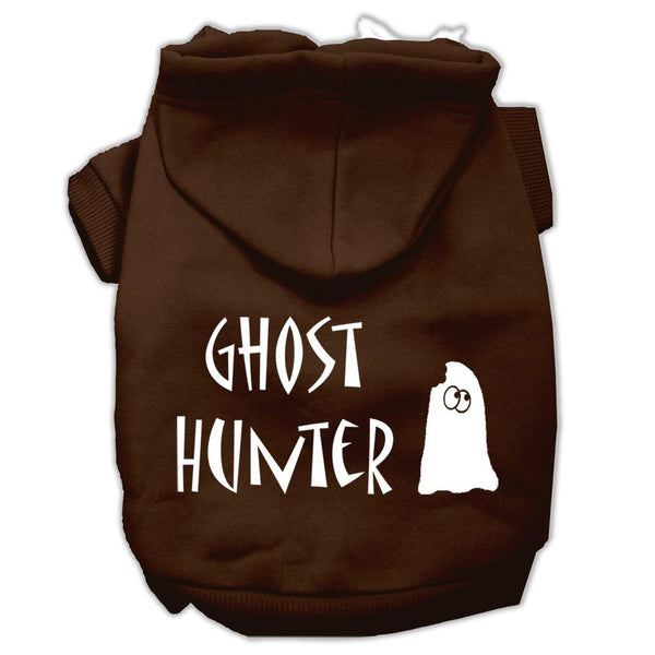 Ghost Hunter Screen Print Pet Hoodies Brown with Cream Lettering XS (8)