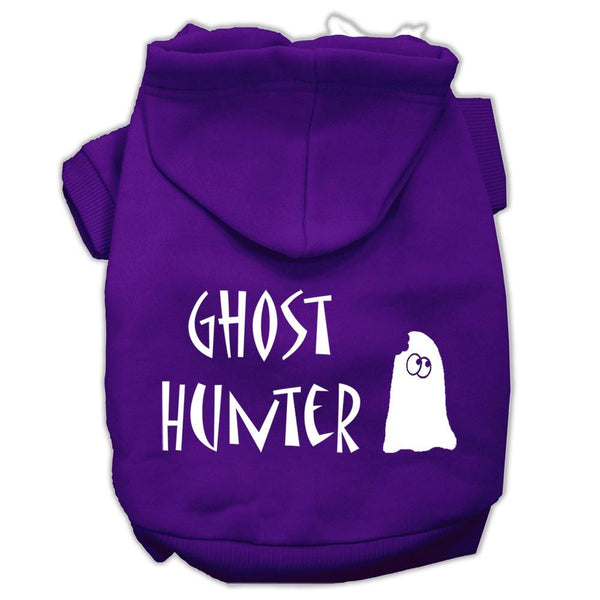 Ghost Hunter Screen Print Pet Hoodies Purple with Black Lettering XS (8)