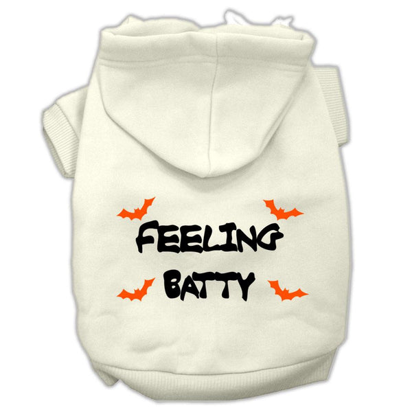 Feeling Batty Screen Print Pet Hoodies Cream Size XL (16)