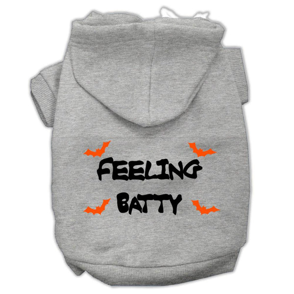 Feeling Batty Screen Print Pet Hoodies Grey Size XS (8)