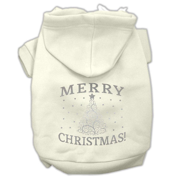 Shimmer Christmas Tree Pet Hoodies Cream Size Sm (10)