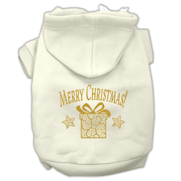 Golden Christmas Present Pet Hoodies Cream Size Lg (14)