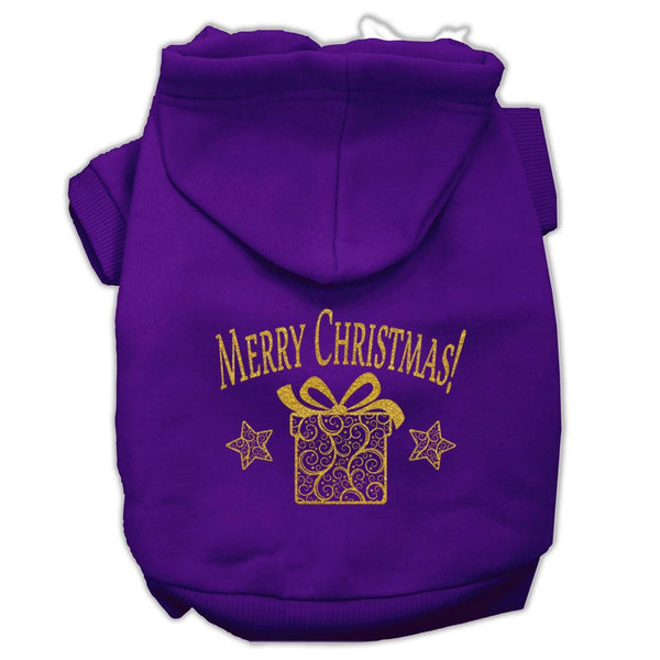 Golden Christmas Present Pet Hoodies Purple Size Med (12)