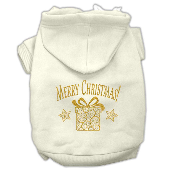 Golden Christmas Present Pet Hoodies Cream Size XS (8)